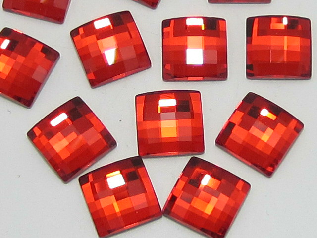 6 Pcs CHESSBOARD 12mm LIGHT SIAM SQUARE FLATBACK European Rhinestones